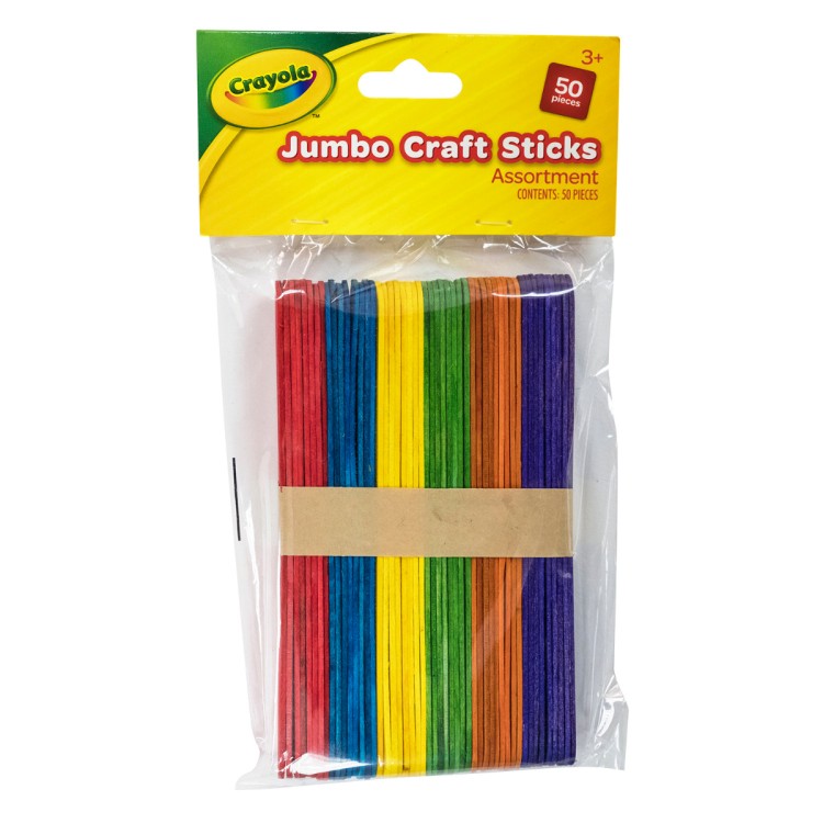 Crayola Pack of Jumbo Coloured Craft Sticks 50 Pieces
