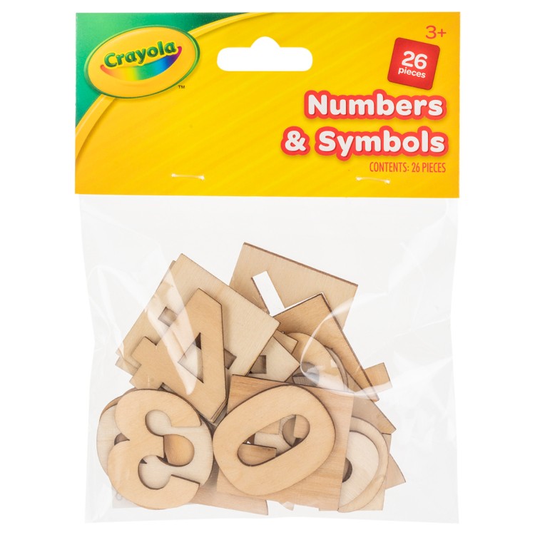 Crayola Pack of Wooden Numbers and Symbols 26 Pieces