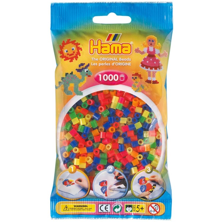 Hama Beads Bag of 1000 Neon Coloured Beads