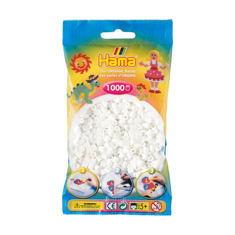 Hama Beads Bag of 1000 White Beads