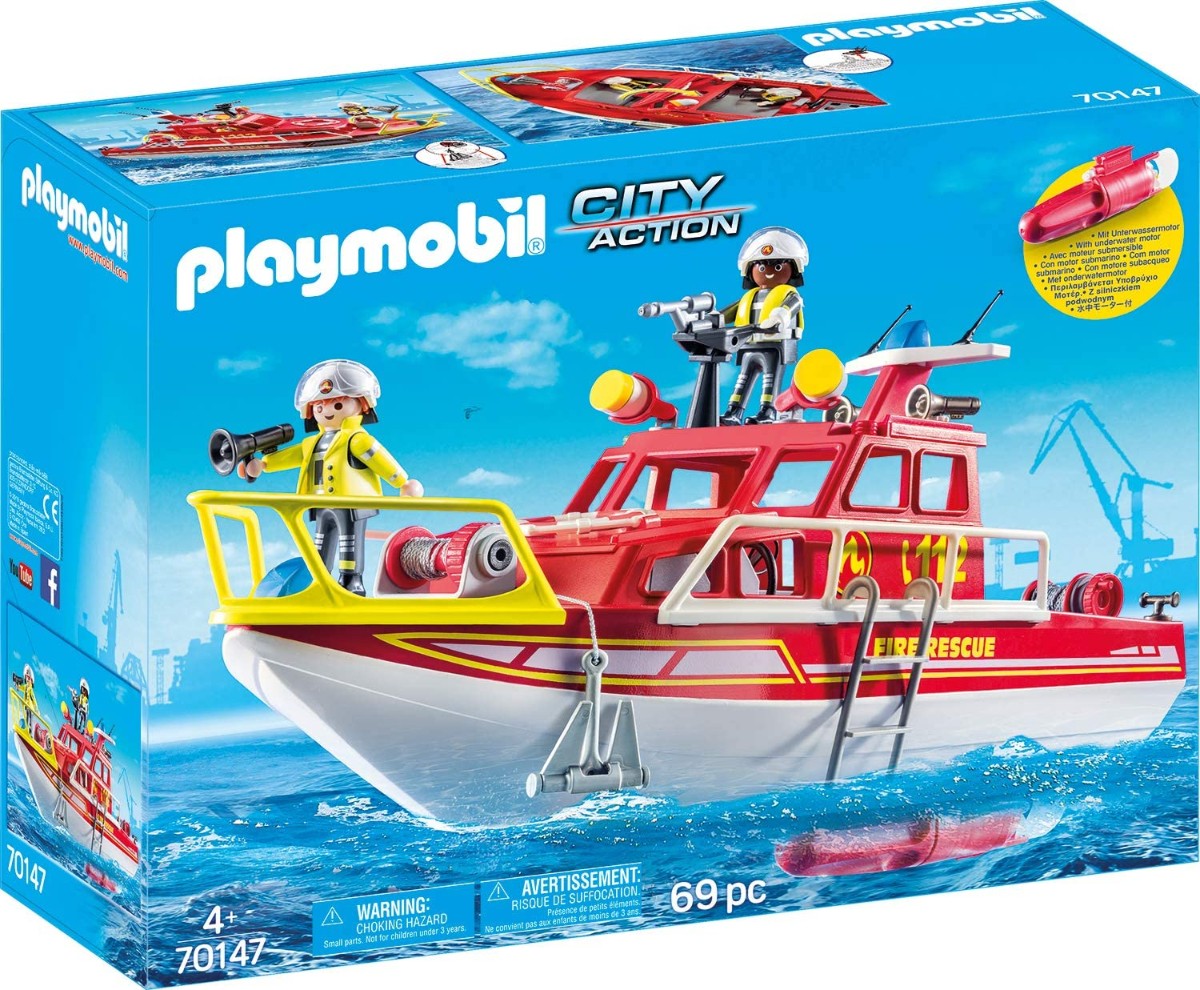 Playmobil 70147 City Action Fire Rescue Boat Set Bright Star Toys
