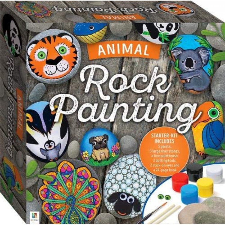 Animal Rock Painting Book and Paints Starter Kit