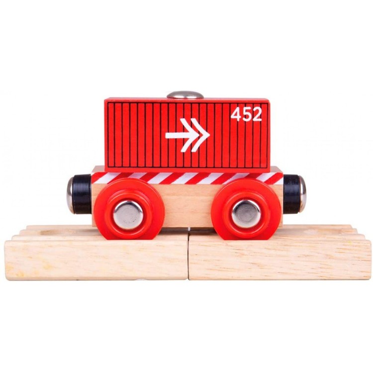 Bigjigs Container Wagon - Red Wooden Train