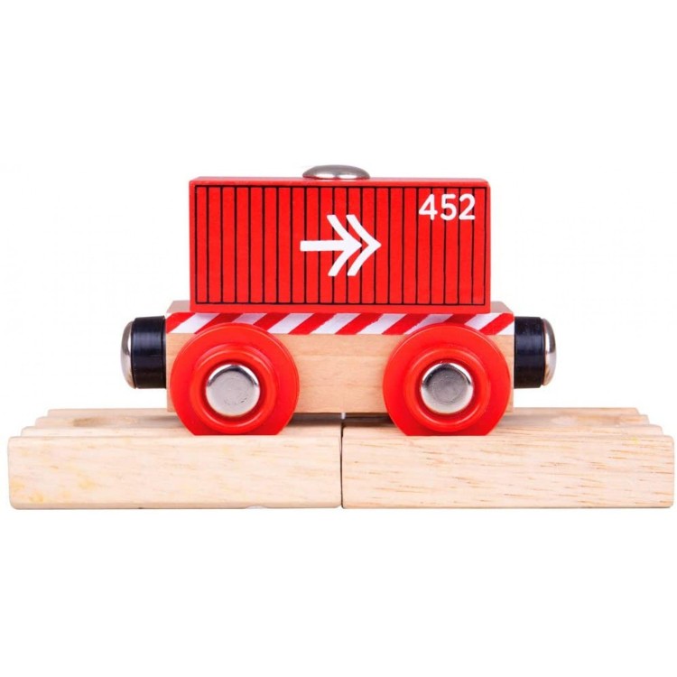 Bigjigs Container Wagon - Red Wooden Train