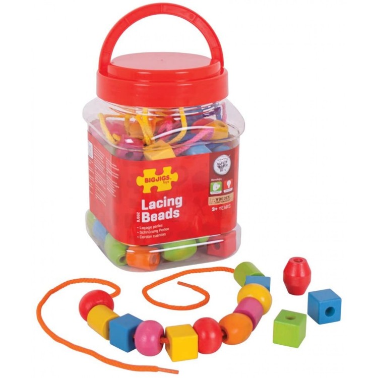 Bigjigs Jar of Lacing Beads