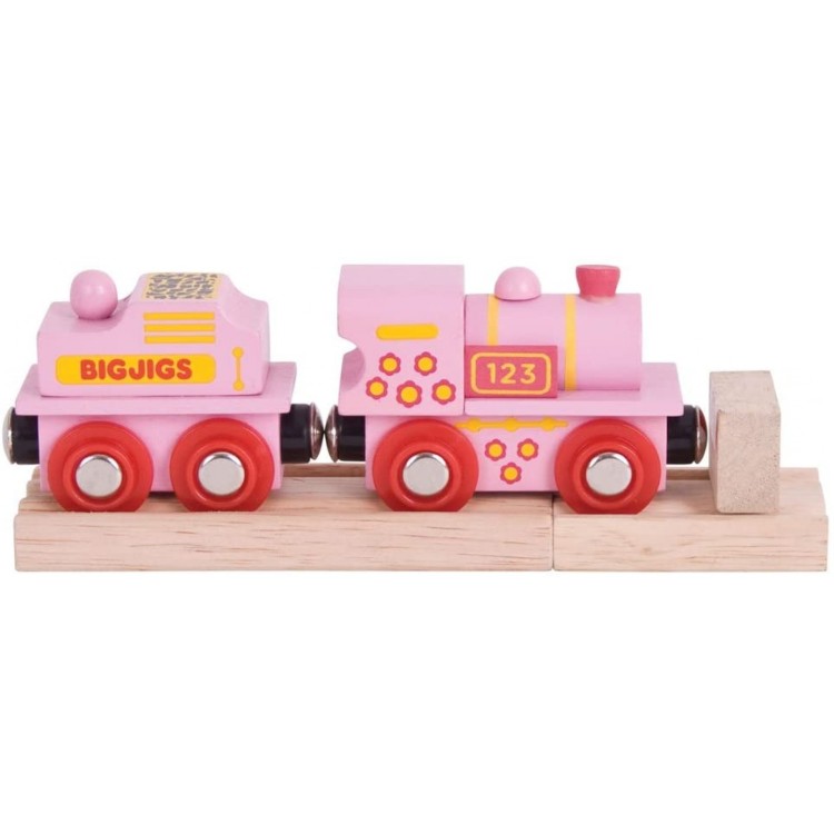 Bigjigs Pink 123 Engine Wooden Train