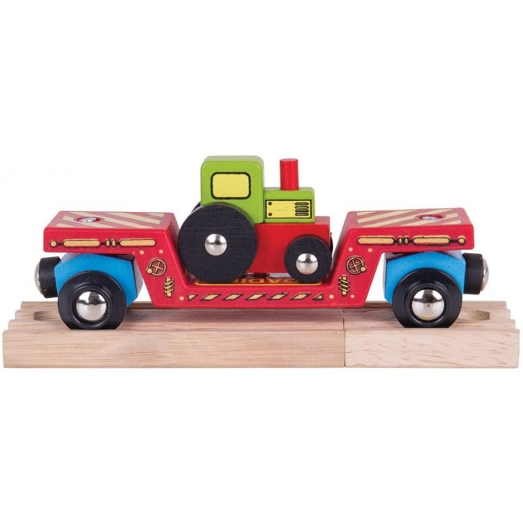 Bigjigs Tractor Low Loader Wooden Train