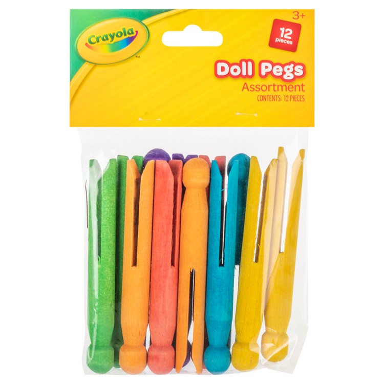 Crayola Pack of Coloured Doll Pegs 12 Pieces