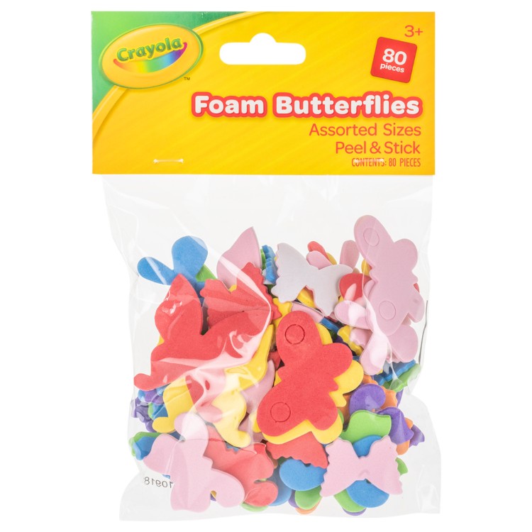 Crayola Pack of Foam Butterflies Assorted Sizes 80 Pieces