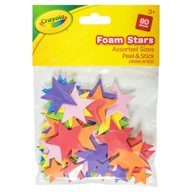 Crayola Pack of Foam Stars Assorted Sizes 80 Pieces