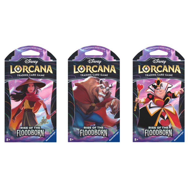 Disney Lorcana TCG: Rise of the Floodborn Set of 3 Sleeved Booster Hanging Packs (Cover Art on Packs Chosen at Random)