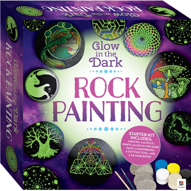 Glow in the Dark Rock Painting Book and Paints Starter Kit