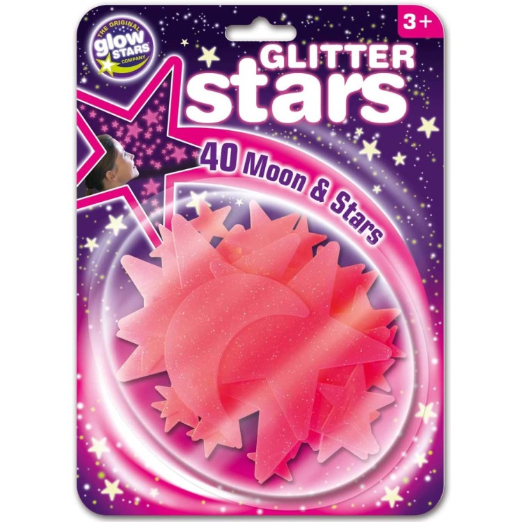 Glow Stars Glitter Stars 40 Moon & Stars Set