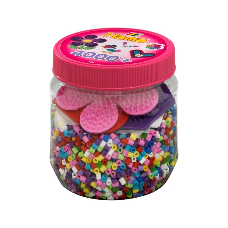 Hama Beads 4000 Beads Pink Tub with 3 Templates