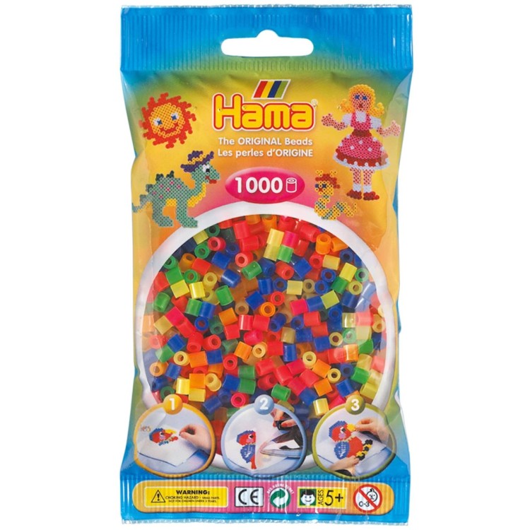 Hama Beads Bag of 1000 Neon Coloured Beads