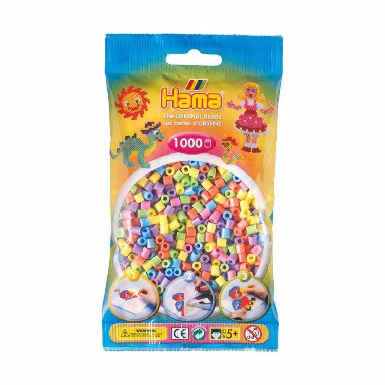 Hama Beads Bag of 1000 - Pastel Mix
