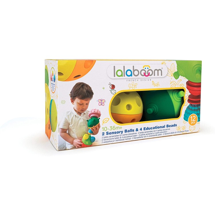 Lalaboom Two Sensory Balls and Beads 12 Piece Set