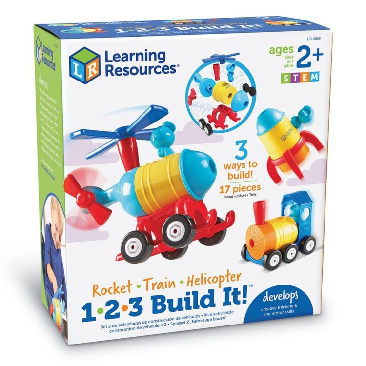 Learning Resources 1-2-3 Build It! Rocket - Train - Helicopter