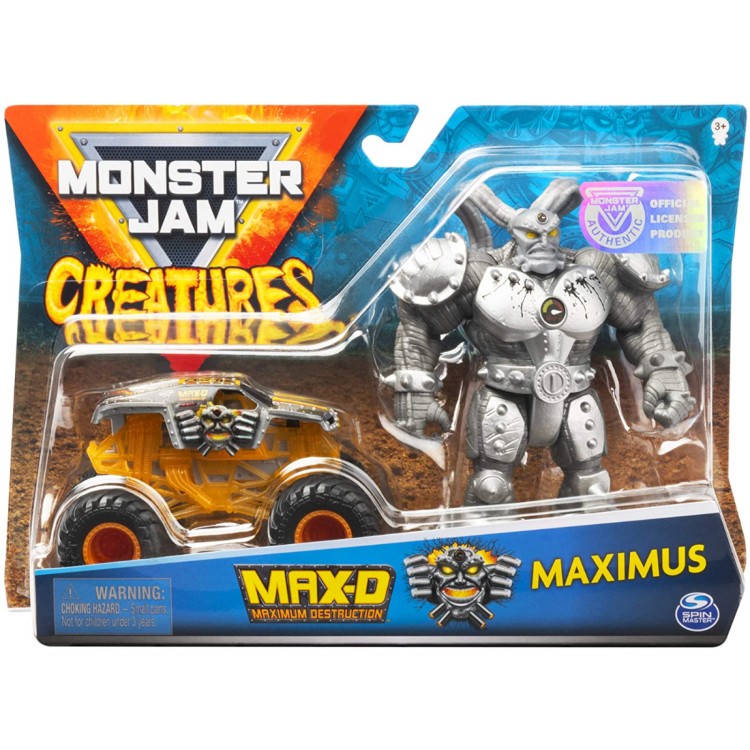 Monster Jam Creatures Max-D Truck and Maximus Action Figure Pack