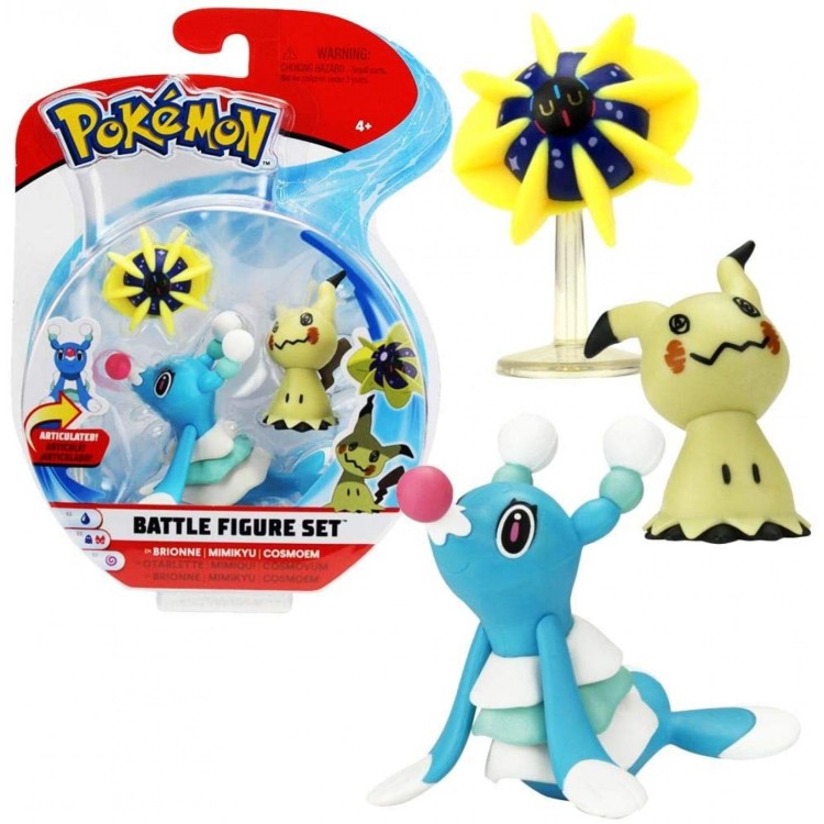 Pokemon Battle Figure Set - Brionne, Mimikyu and Cosmoem