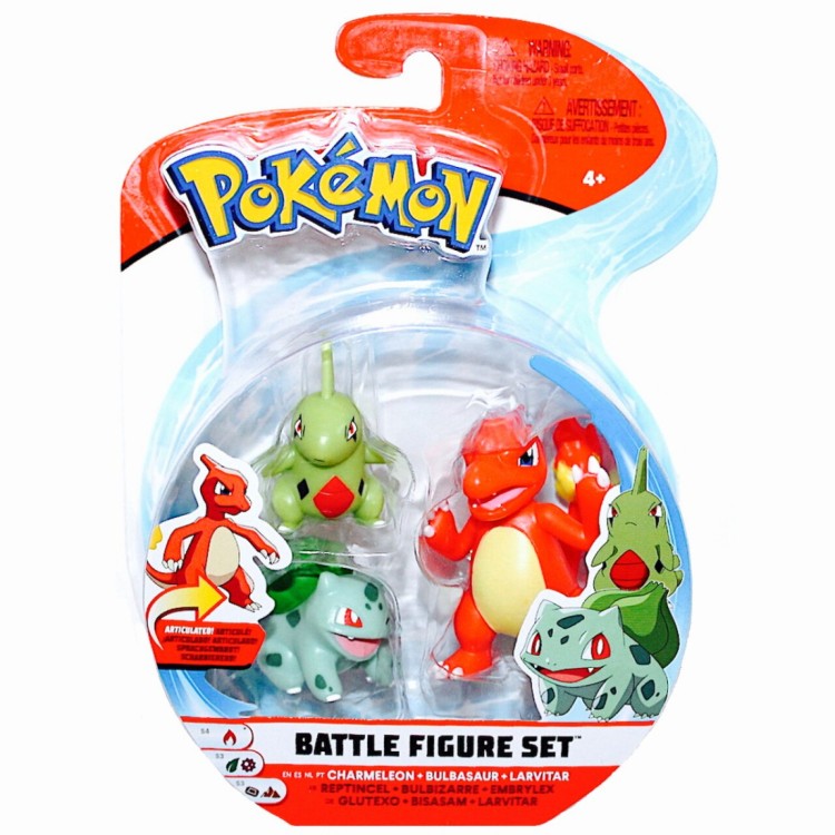 Pokemon Battle Figure Set - Charmeleon, Bulbasaur and Larvitar