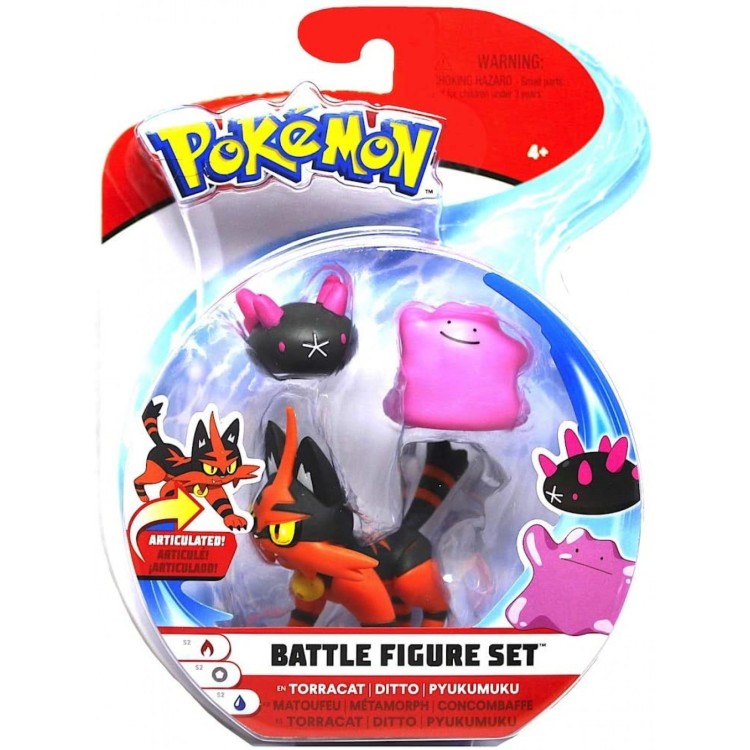 Pokemon Battle Figure Set - Torracat, Ditto and Pyukumuku