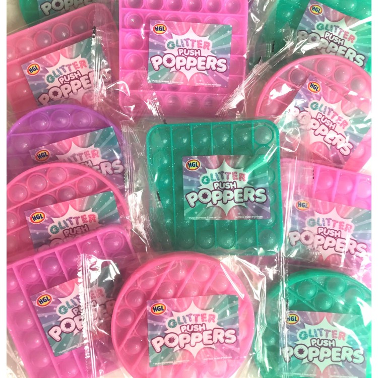 Push Popper Toy - Glitter (One Colour/Shape Chosen at Random)