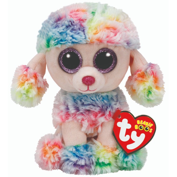 TY Rainbow the Poodle Beanie Boo Regular Size