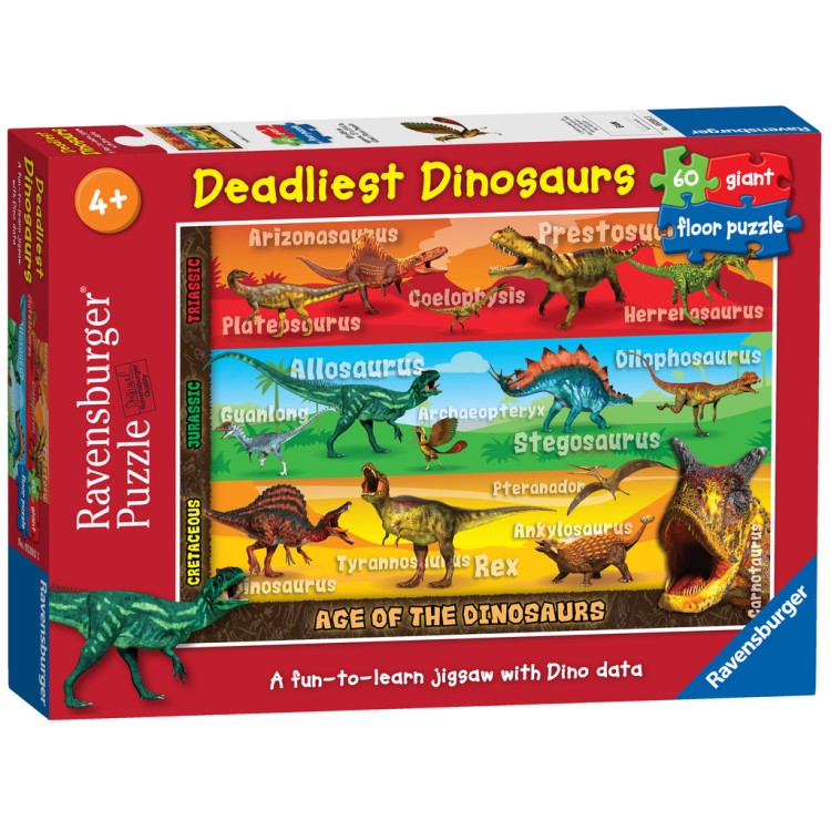 Ravensburger Deadliest Dinosaurs 60 Piece Giant Floor Jigsaw Puzzle