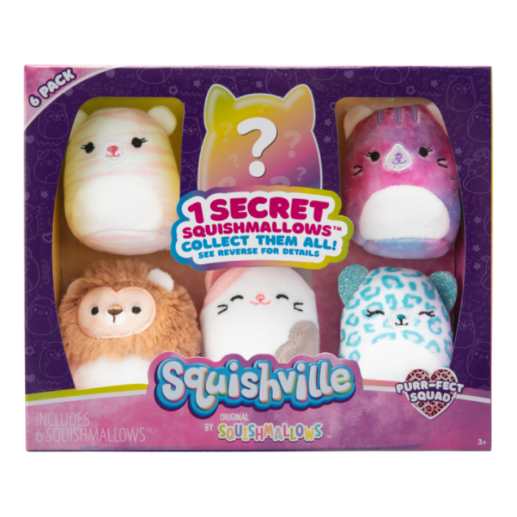 Squishville Mystery Mini Squishmallows Pack of 6 - Purr-fect Squad