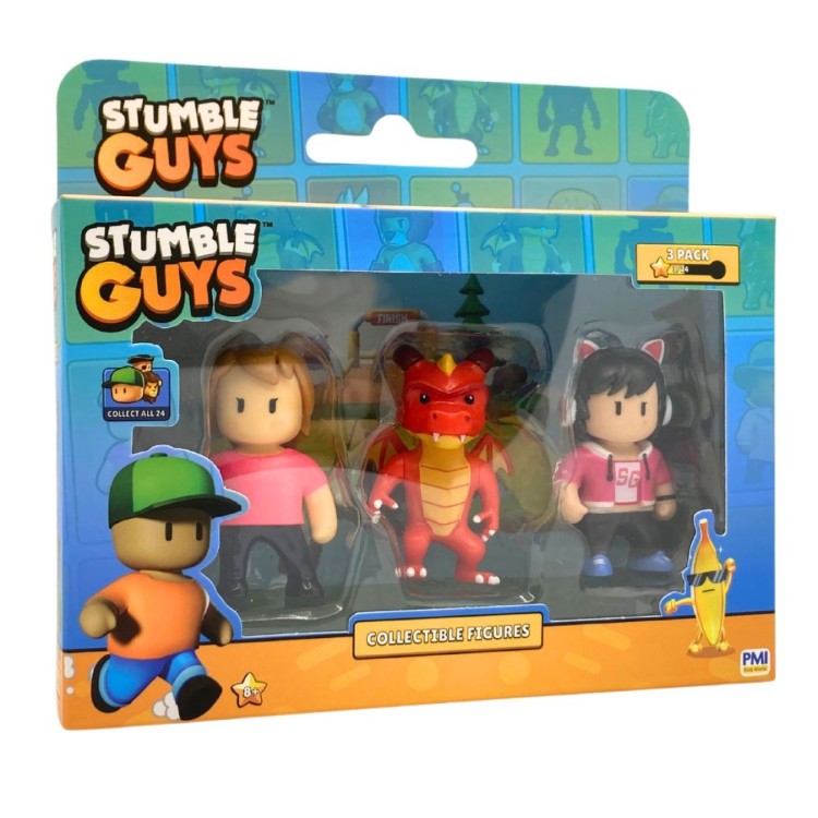 Stumble Guys Triple Pack - Ms. Stumble, Inferno and Gamer Gina Dragon Figures