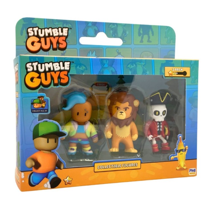 Stumble Guys Triple Pack - Veloci T, Leonidas and Capt Noheart Figures