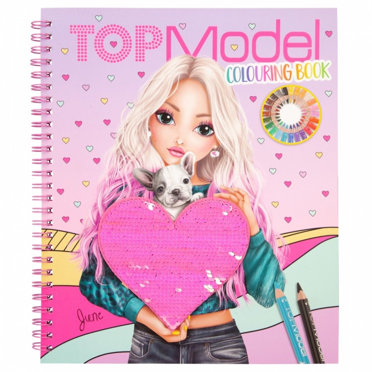 Top Model Colouring Book with Sequin Heart Cover