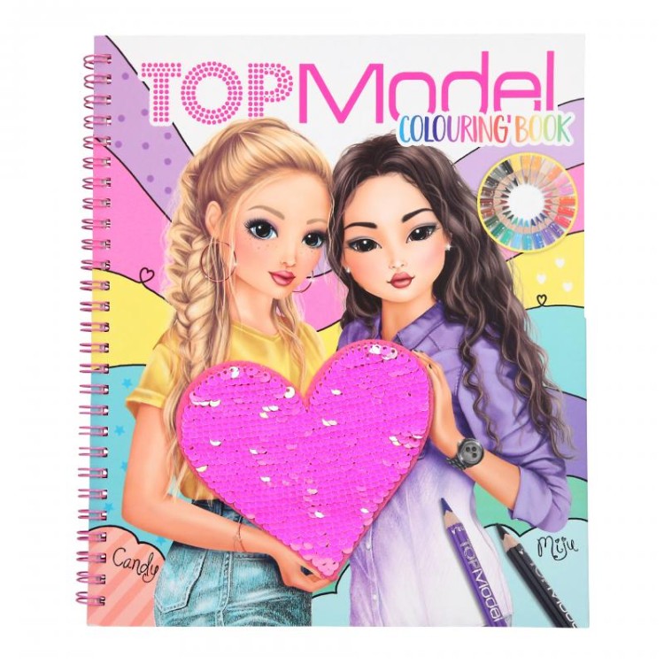 Top Model Colouring Book with Sequin Heart Cover