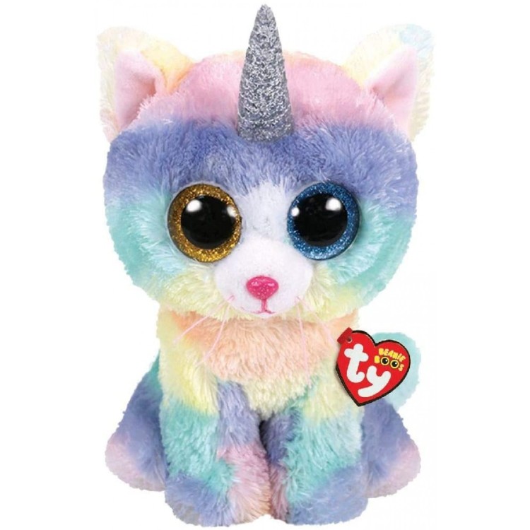 TY Heather the Cat with Horn Beanie Boo Large Size