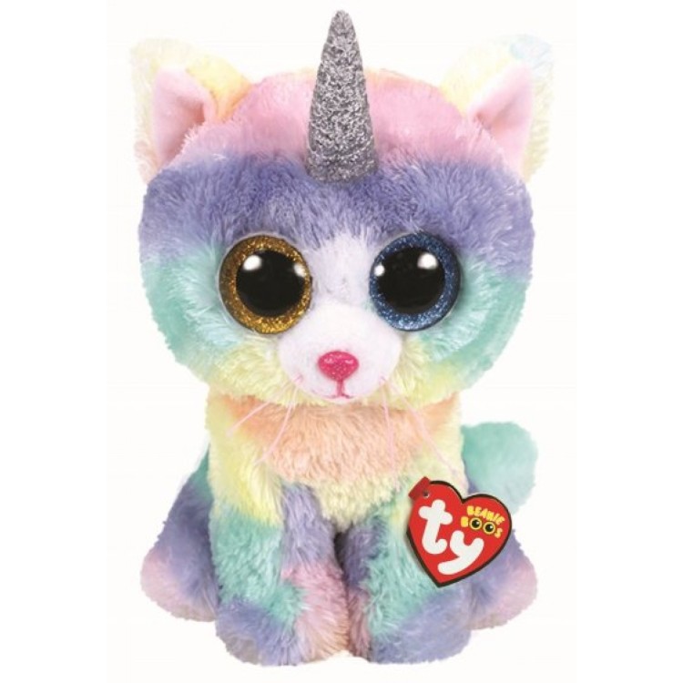 TY Heather the Cat with Horn Beanie Boo Medium Size