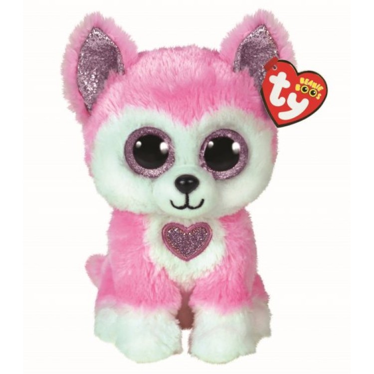 TY Hunk the Pink Husky Beanie Boo Regular Size