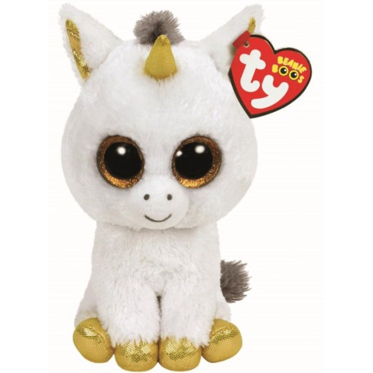 TY Pegasus the White Unicorn Beanie Boo Regular Size