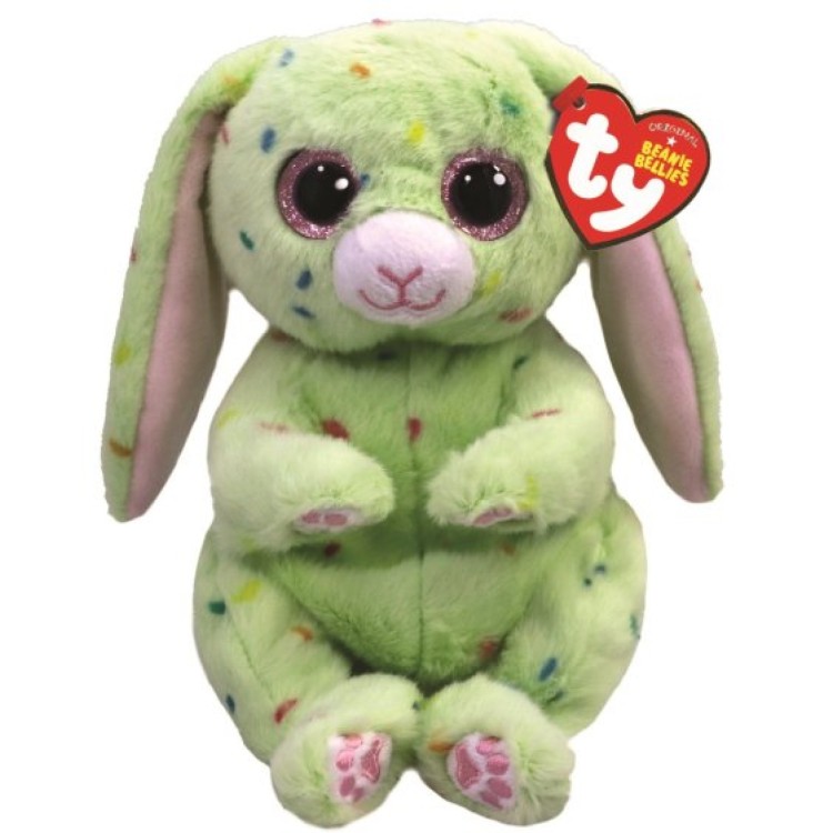 TY Peridot the Green Bunny Beanie Bellies Regular Size