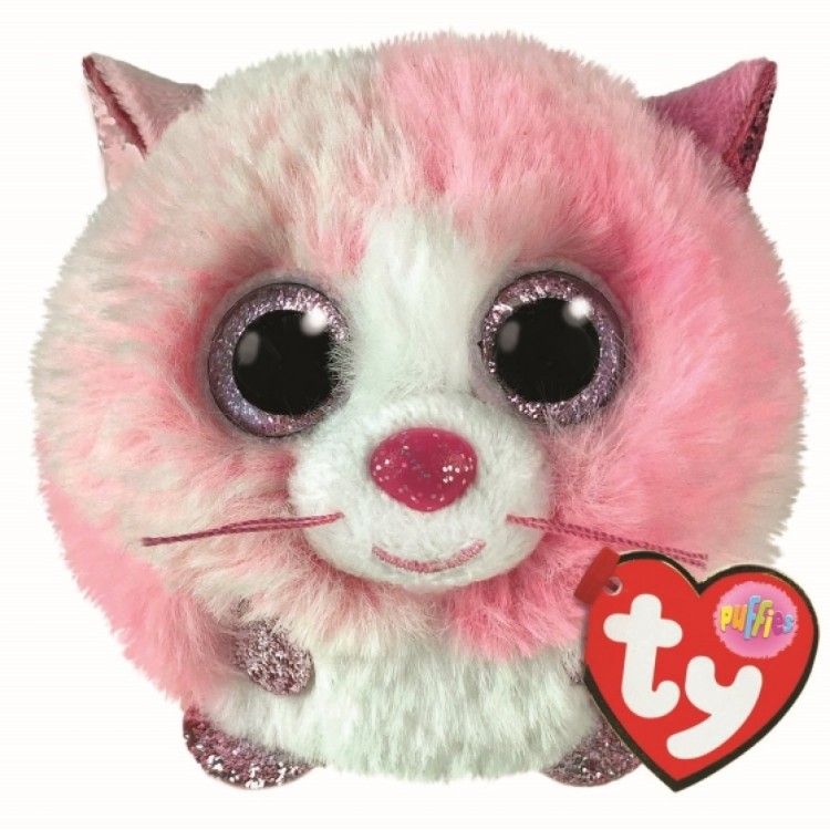TY Puffies Tia the Pink Cat Plush
